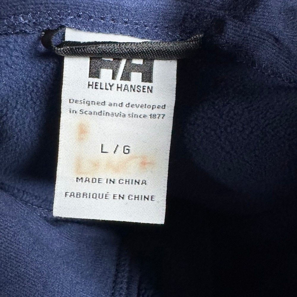 Helly Hansen Mens Full Zip Fleece Jacket Navy Blue Mock Neck Large HH Logo - Picture 3 of 7